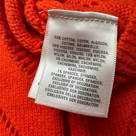 Anthropologie Moth Sweater Womens S Orange Pullover Tie Back V-Neck Open Knit - Picture 13 of 16